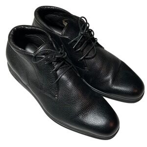 A. Testoni Mens Black Pebbled Leather Chukka Boots Made in Italy Size 11